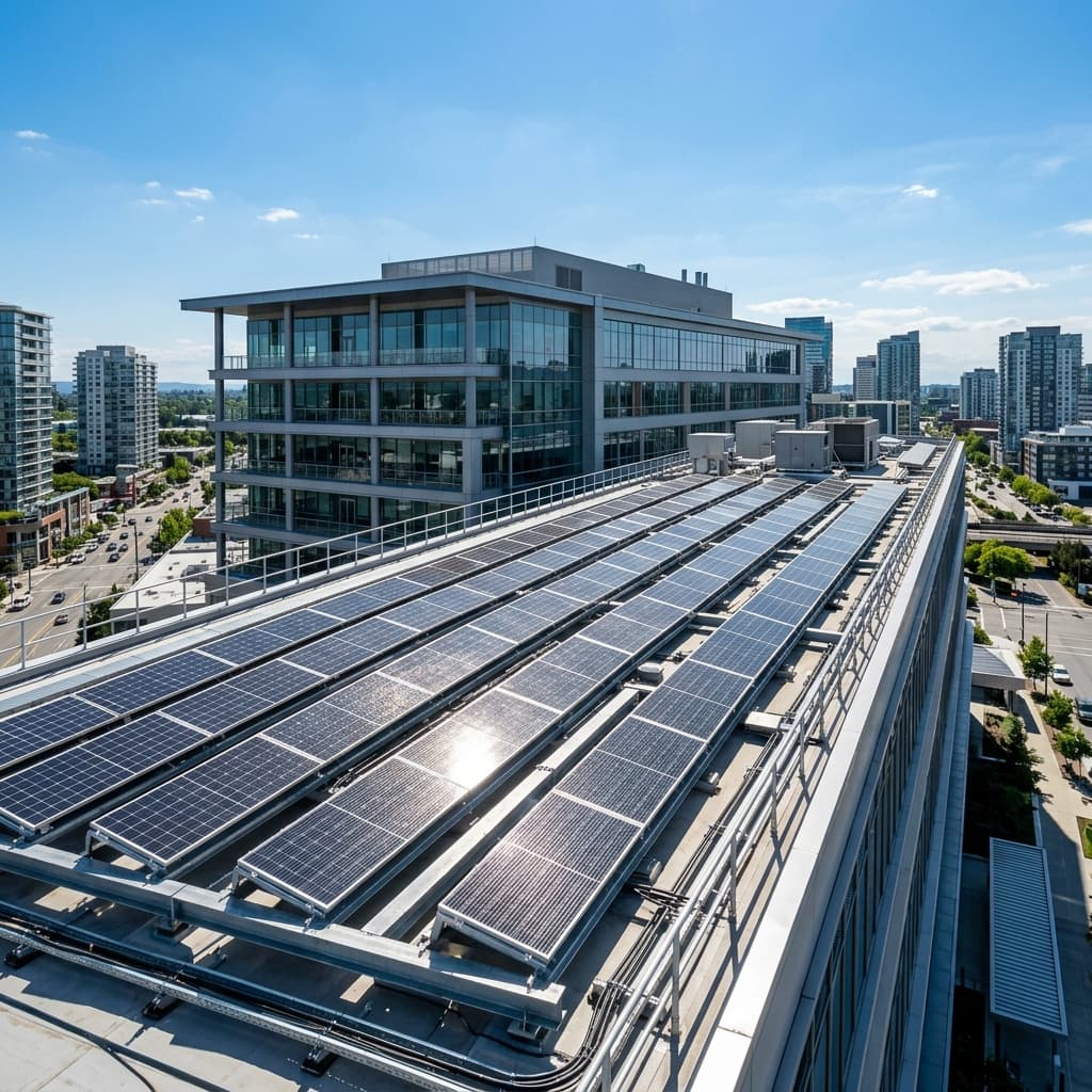 Solar panels on rooftop